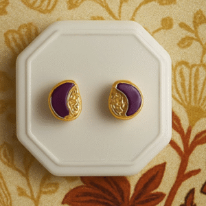 Elegant Plum-Gold Half-Moon Half-Moon Stud Earrings